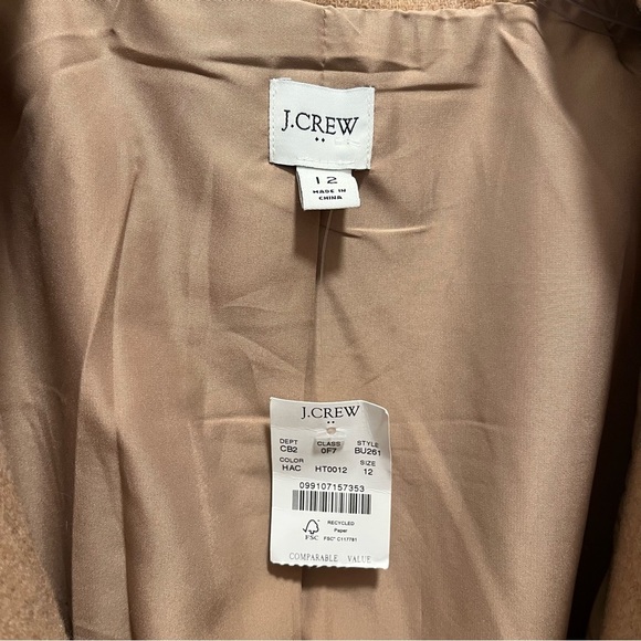NWT J. Crew Size 12 City coat with button neck Brown BU261 Wool Blend - Picture 6 of 9